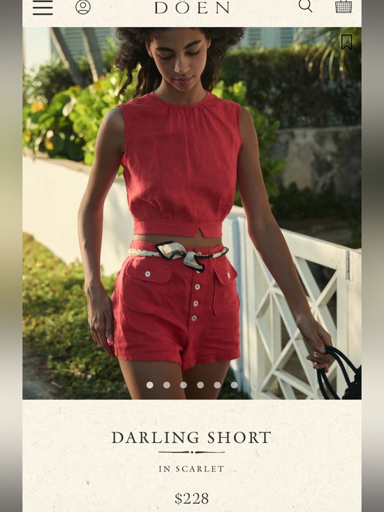 Doen Pants - DOEN DARLING Scarlet High-Rise Button-Front Linen Shorts